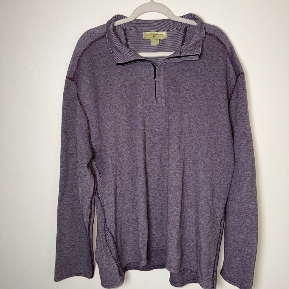 Tommy Bahama Men's Size XXXL Purple 1/4 Zip Long Sleeve Mock Neck Pullover